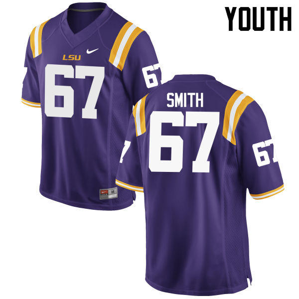 Youth LSU Tigers #67 Michael Smith College Football Jerseys Game-Purple